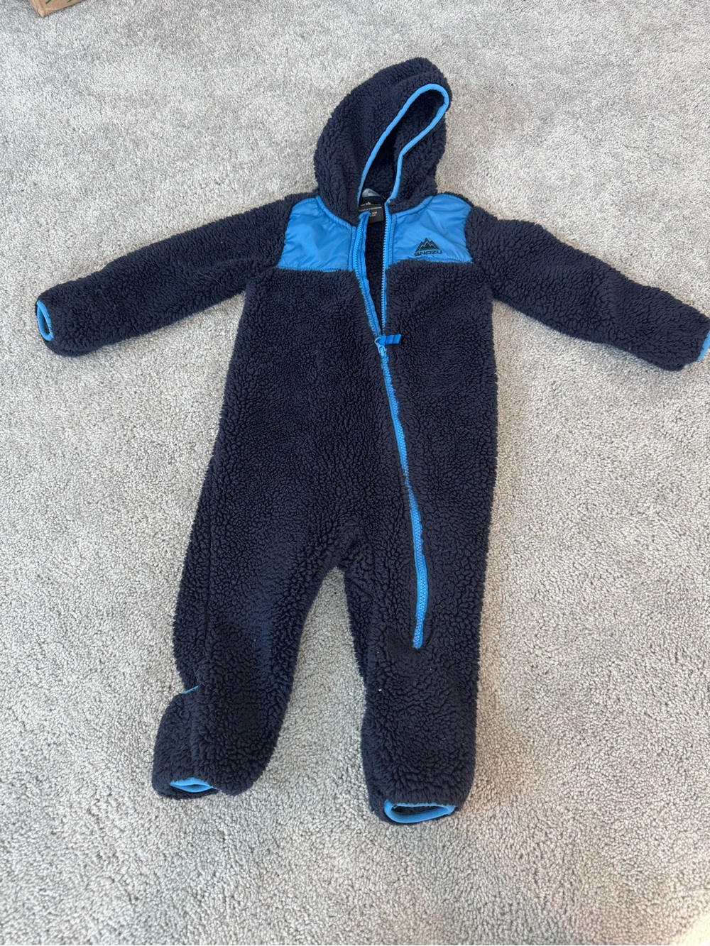 Snozu Navy Fleece Footie with Bright Blue Trim